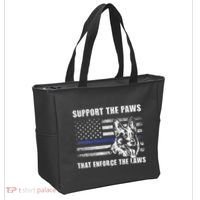 Support The Paws That Enforce The Laws Blue Line K9 Police Tote Bag thumb 2