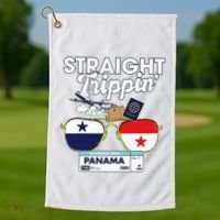 Straight Trippin Panama Vacation Travel Trip Matching Golf Towel thumb 1