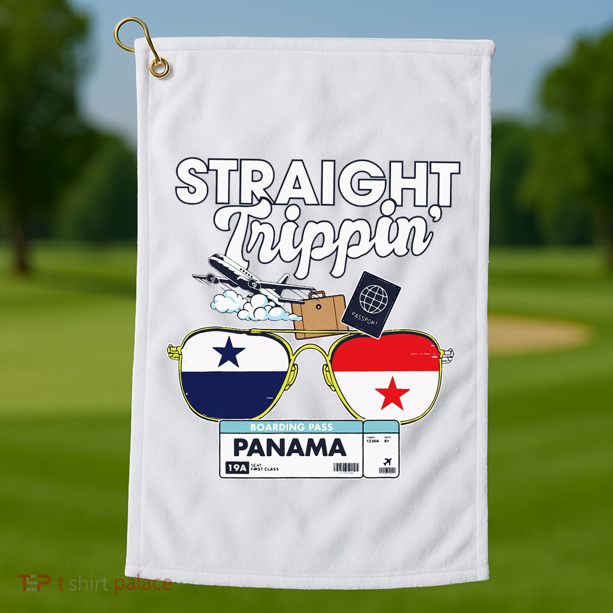 Straight Trippin Panama Vacation Travel Trip Matching Golf Towel