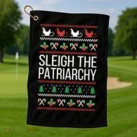 Sleigh The Patriarchy Feminist Christmas Lover Great Gift Golf Towel thumb 1