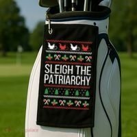 Sleigh The Patriarchy Feminist Christmas Lover Great Gift Golf Towel thumb 2