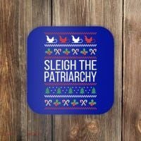 Sleigh The Patriarchy Feminist Christmas Lover Great Gift Coaster thumb 0