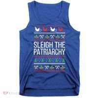 Sleigh The Patriarchy Feminist Christmas Lover Great Gift Tank Top thumb 0