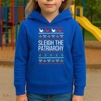 Sleigh The Patriarchy Feminist Christmas Lover Great Gift Kids Hoodie thumb 3