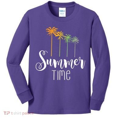 Summer Time Palm Tree Kids Long Sleeve Shirt