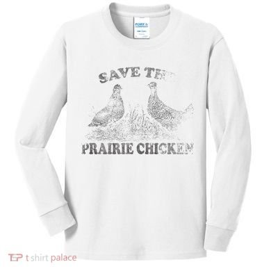 Save The Prairie Chicken Apparel Vintage Conservation Kids Long Sleeve Shirt