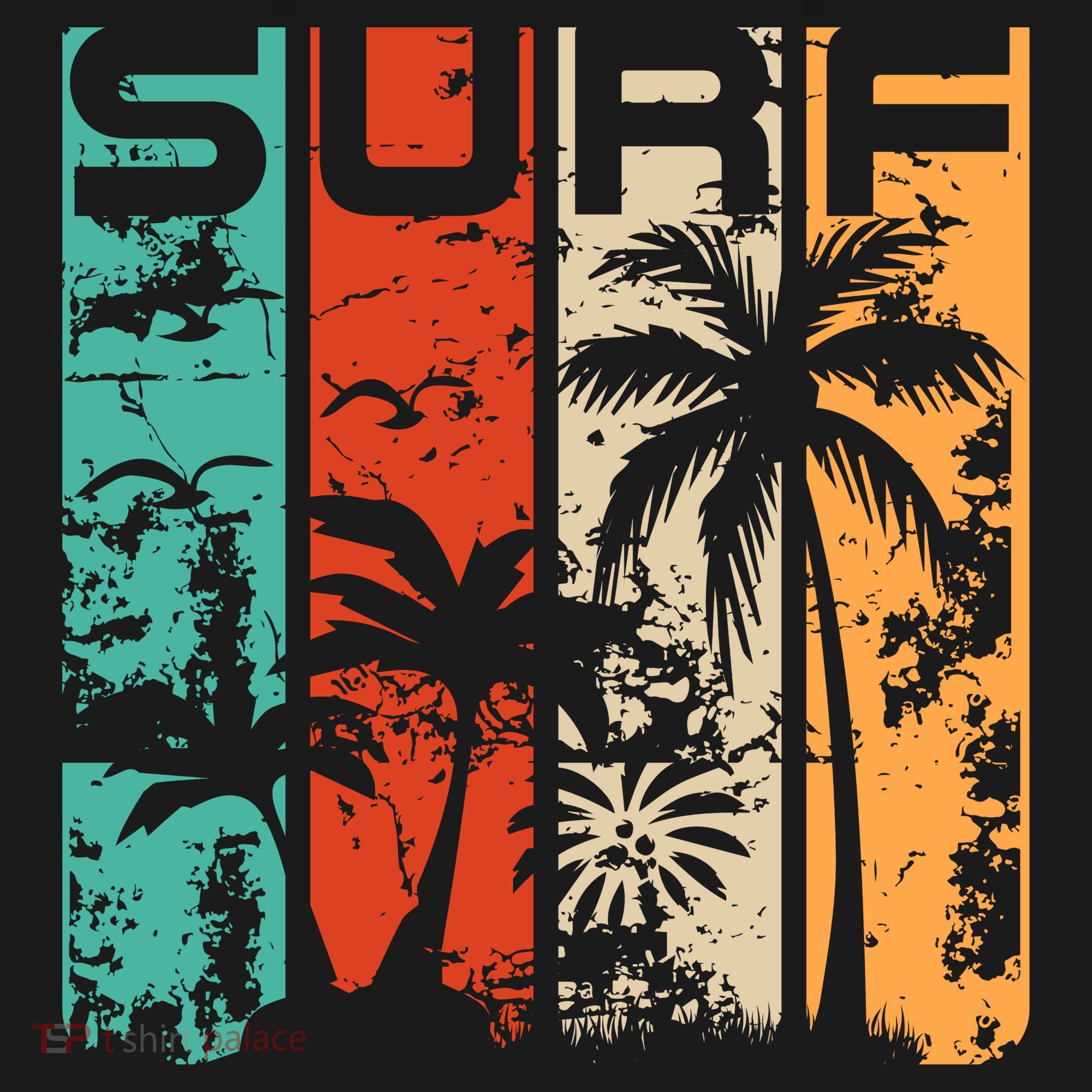 Surf Tropical Palm Tree Retro Vintage T-Shirt
