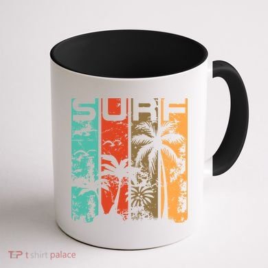 Surf Tropical Palm Tree Retro Vintage Coffee Mug back