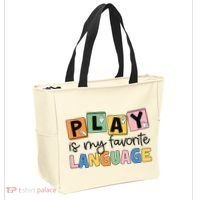 Speech Therapy Play Is My Favorite Language Slp Tote Bag thumb 2