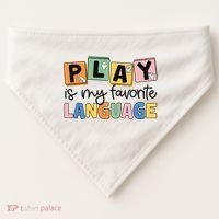 Speech Therapy Play Is My Favorite Language Slp USA-Made Doggie Bandana thumb 0