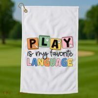 Speech Therapy Play Is My Favorite Language Slp Golf Towel thumb 1