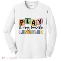 Speech Therapy Play Is My Favorite Language Slp Kids Long Sleeve Shirt thumb 0