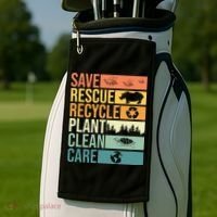 Save The Planet Climate Change Earth Day Golf Towel thumb 2