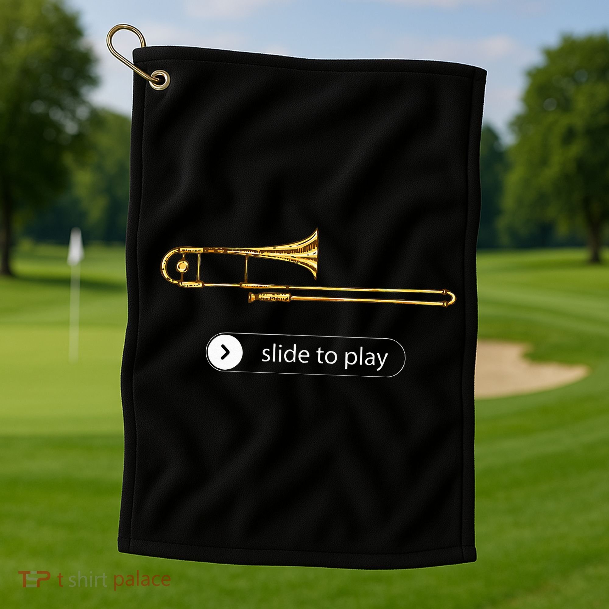 Slide To Play Funny Trombone Golf Towel