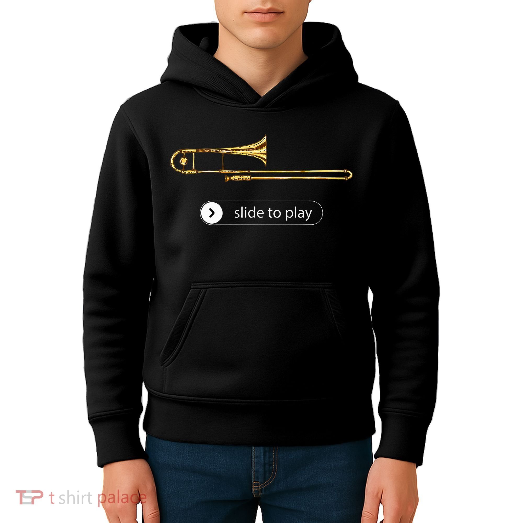 Slide To Play Funny Trombone Kids Hoodie