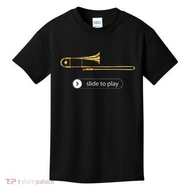 Slide To Play Funny Trombone Kids T-Shirt