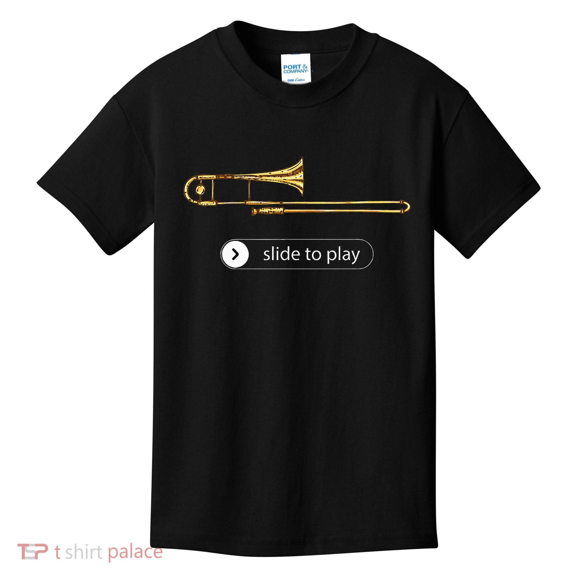 Slide To Play Funny Trombone Kids T-Shirt