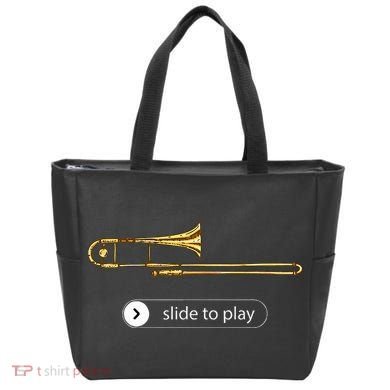 Slide To Play Funny Trombone Tote Bag