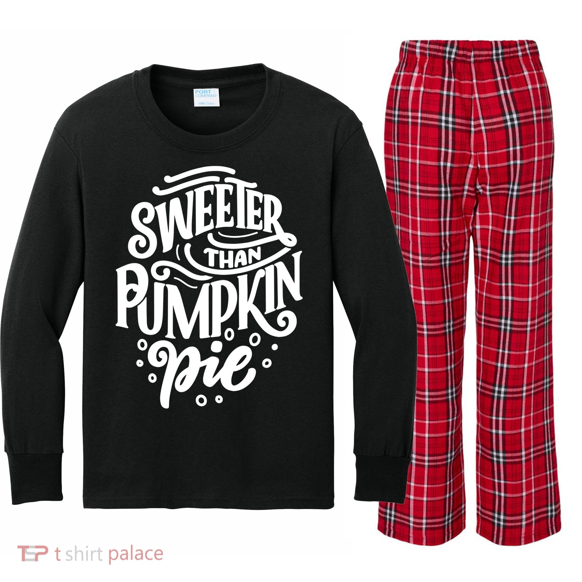 Sweeter Than Pumpkin Pie Kids Long Sleeve Plaid Pajama Set