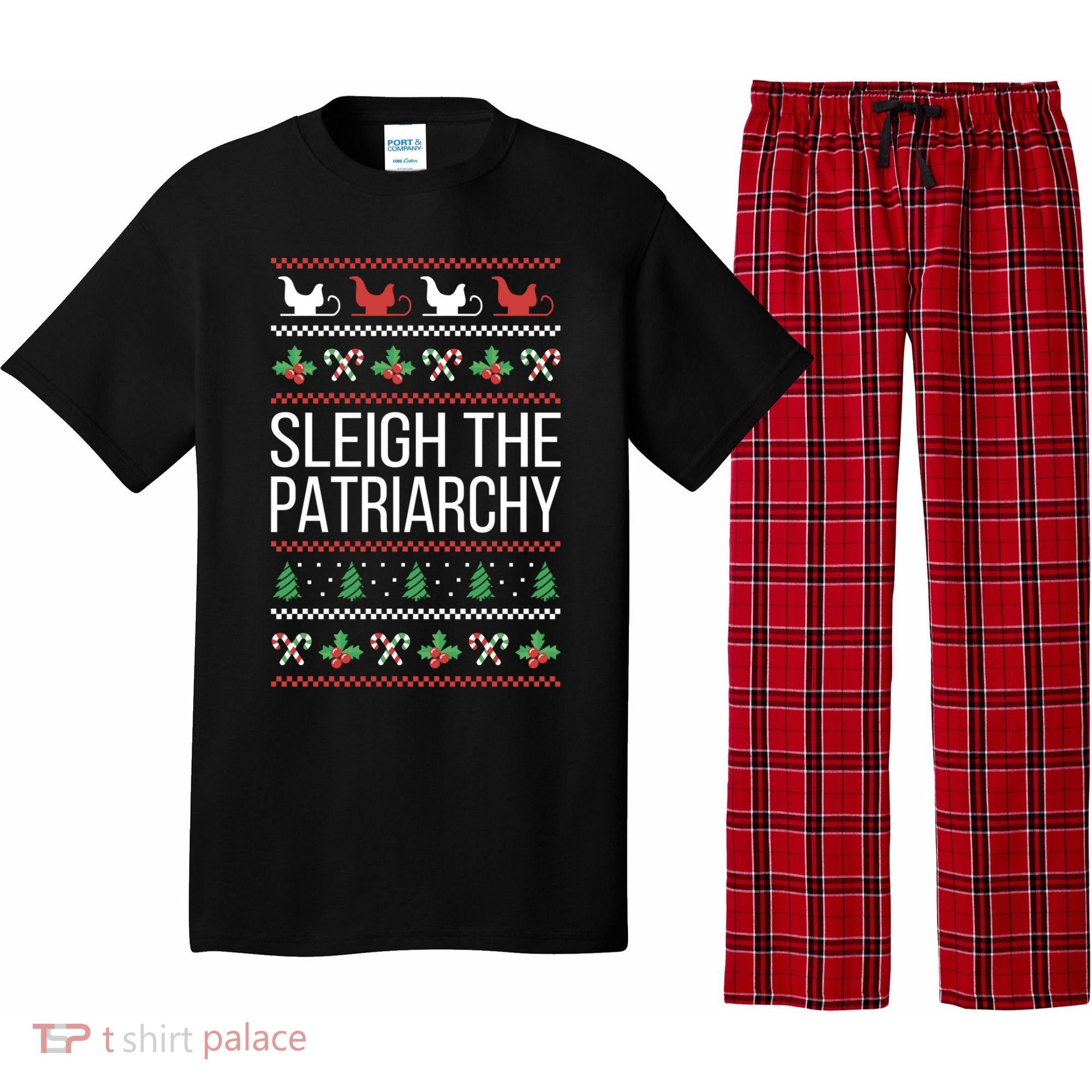 Sleigh The Patriarchy Feminist Christmas Lover Cute Gift Pajama Set