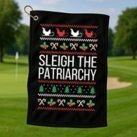 Sleigh The Patriarchy Feminist Christmas Lover Cute Gift Golf Towel thumb 1
