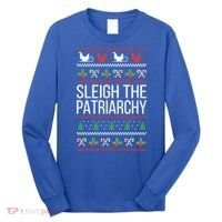 Sleigh The Patriarchy Feminist Christmas Lover Cute Gift Long Sleeve Shirt thumb 0