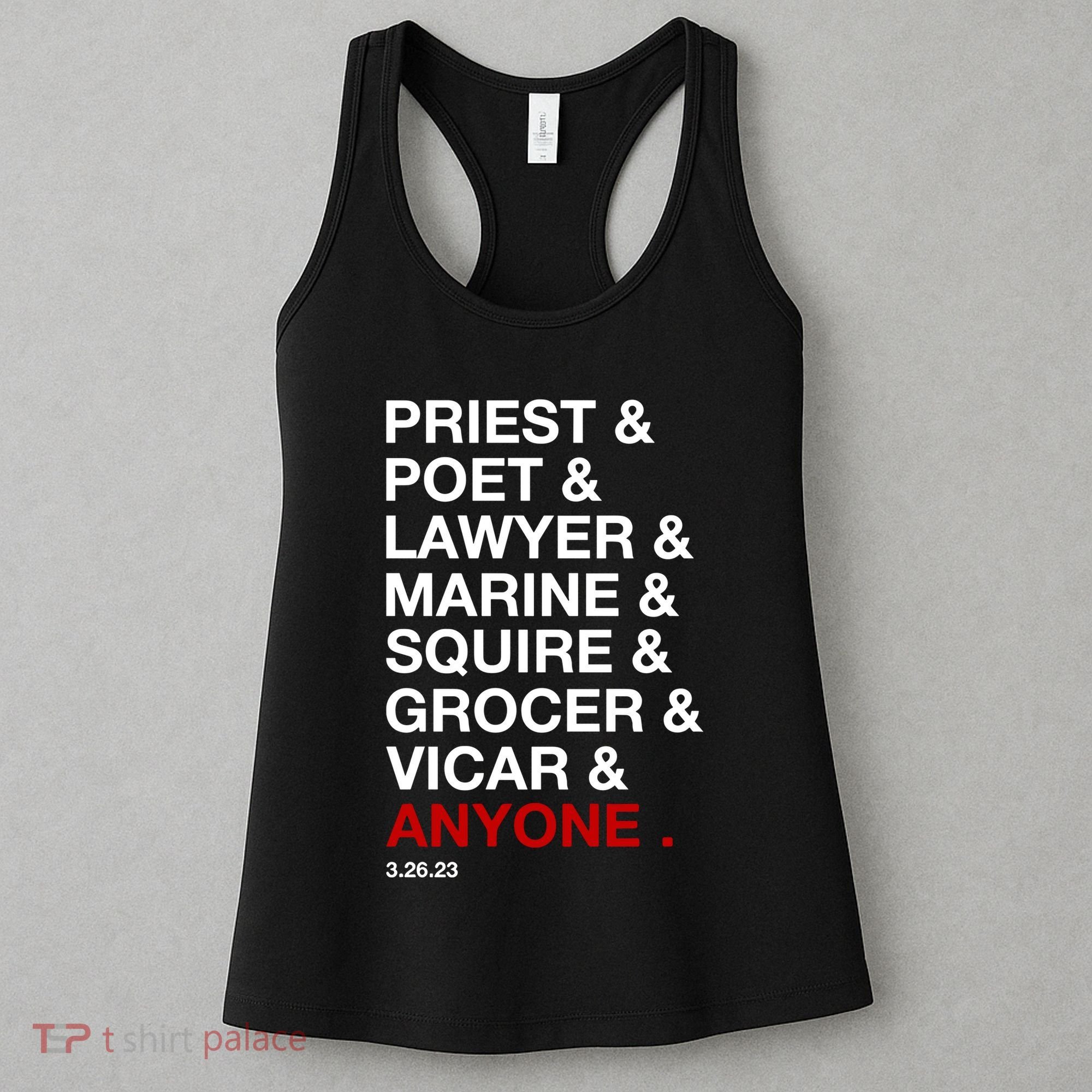Sweeney Todd Priest Poet Lawyer Marine Squire Grocer Vicar Anyone Women's Tank Top