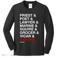 Sweeney Todd Priest Poet Lawyer Marine Squire Grocer Vicar Anyone Kids Long Sleeve Shirt thumb 0
