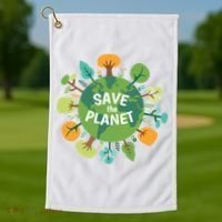 Save The Planet Earth Day Nature Golf Towel thumb 1