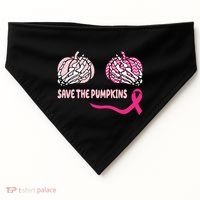 Save The Pumpkins Breast Cancer Awareness Ribbon USA-Made Doggie Bandana thumb 0