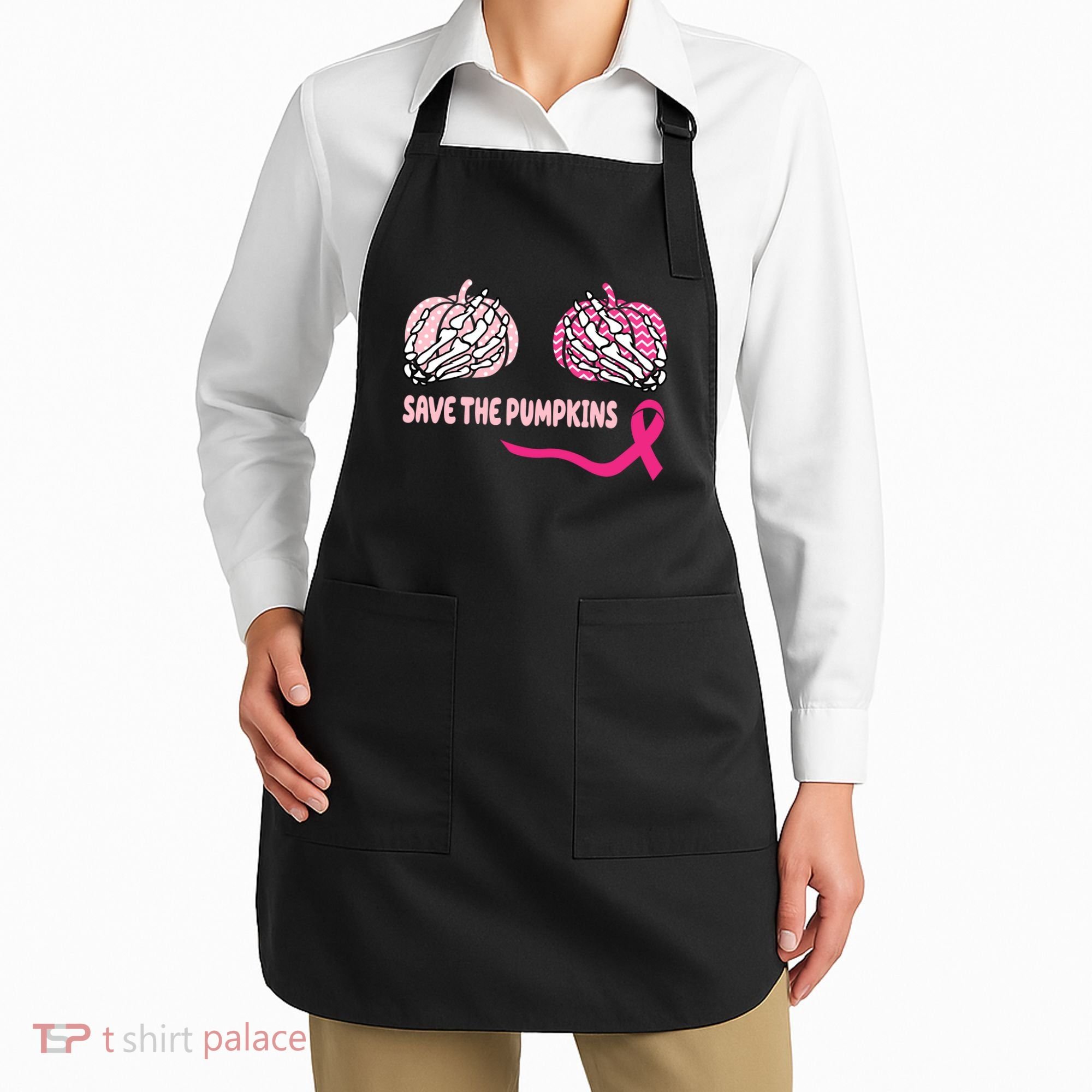 Save The Pumpkins Breast Cancer Awareness Ribbon Apron