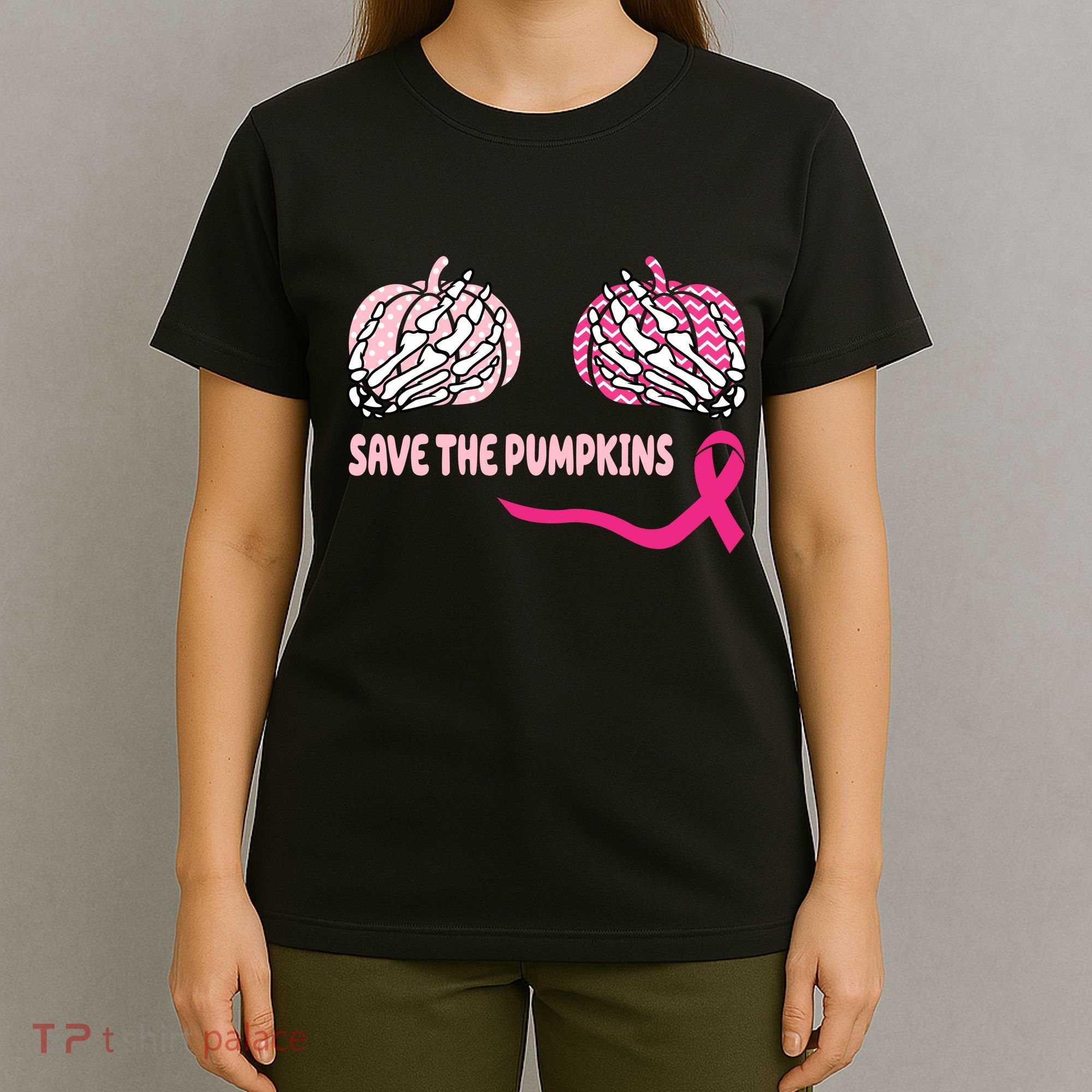 Save The Pumpkins Breast Cancer Awareness Ribbon T-Shirt