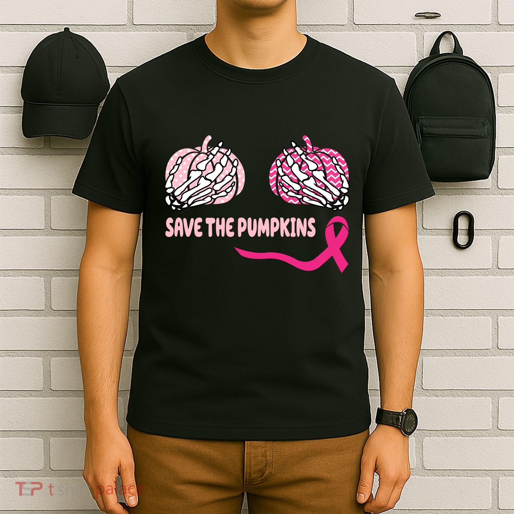 Save The Pumpkins Breast Cancer Awareness Ribbon T-Shirt