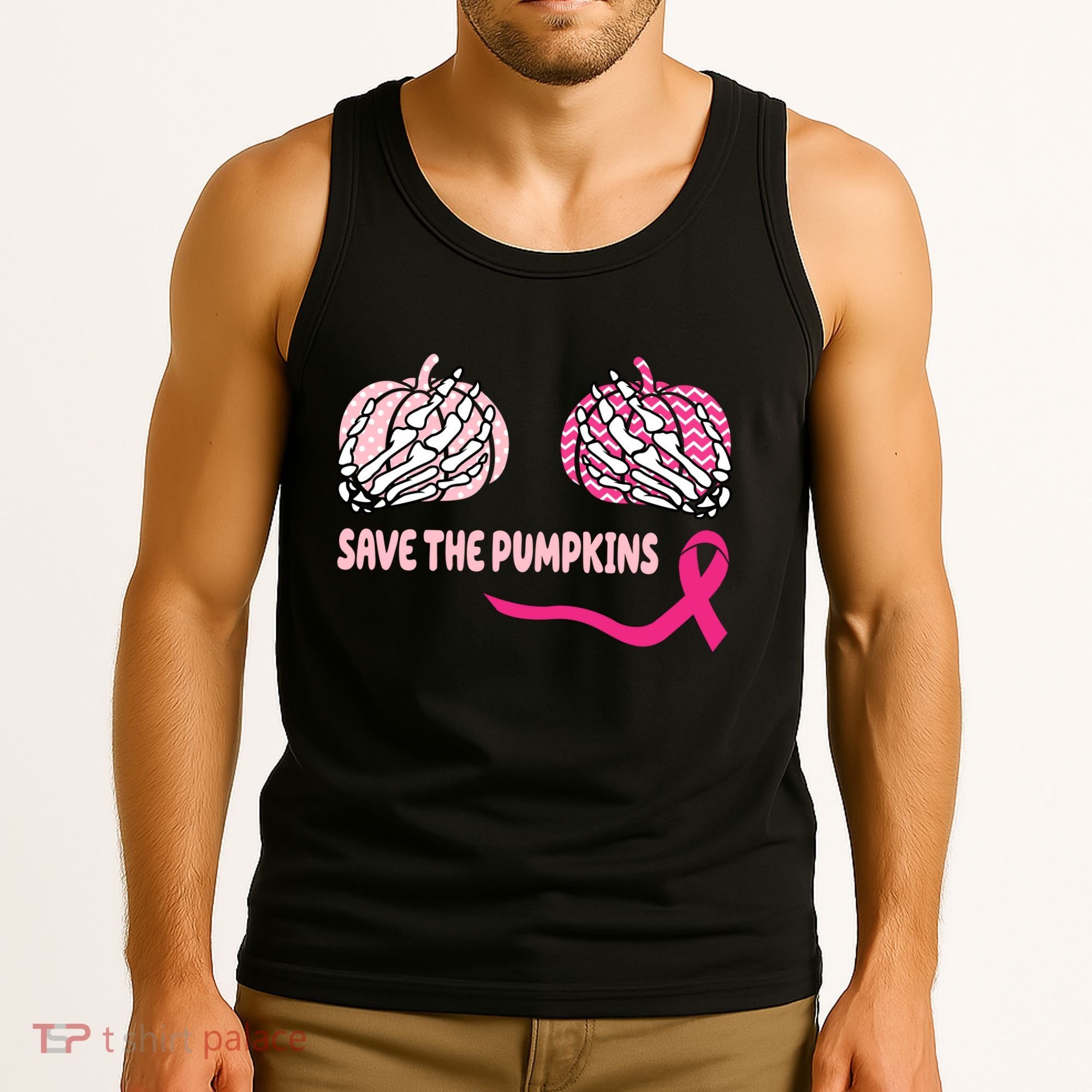 Save The Pumpkins Breast Cancer Awareness Ribbon Tank Top