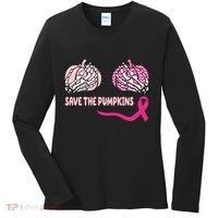 Save The Pumpkins Breast Cancer Awareness Ribbon Women's Long Sleeve Shirt thumb 0