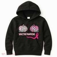 Save The Pumpkins Breast Cancer Awareness Ribbon Kids Hoodie thumb 0
