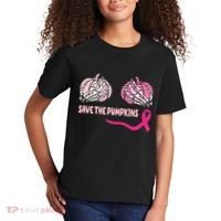 Save The Pumpkins Breast Cancer Awareness Ribbon Kids T-Shirt thumb 2