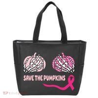 Save The Pumpkins Breast Cancer Awareness Ribbon Tote Bag thumb 0