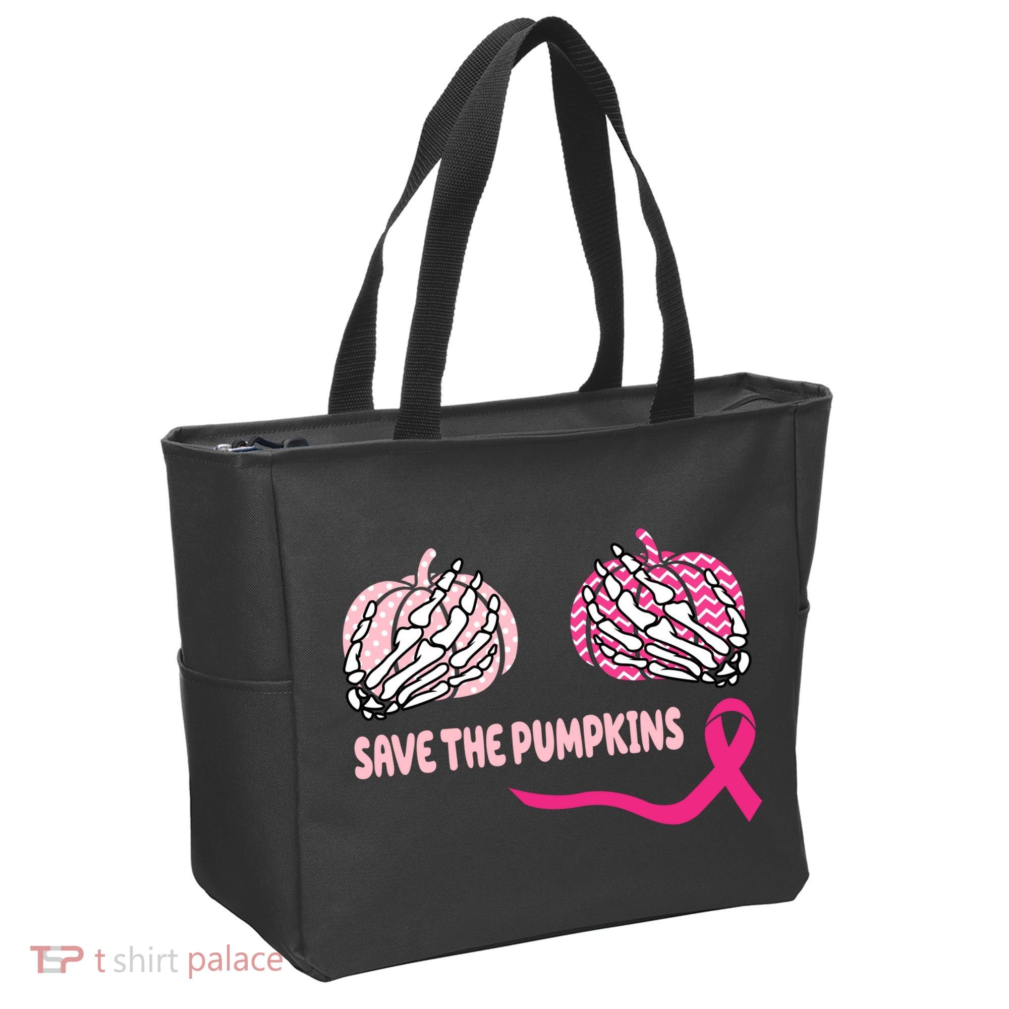 Save The Pumpkins Breast Cancer Awareness Ribbon Tote Bag