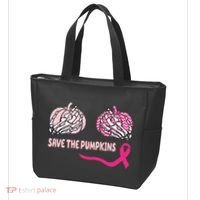 Save The Pumpkins Breast Cancer Awareness Ribbon Tote Bag thumb 3