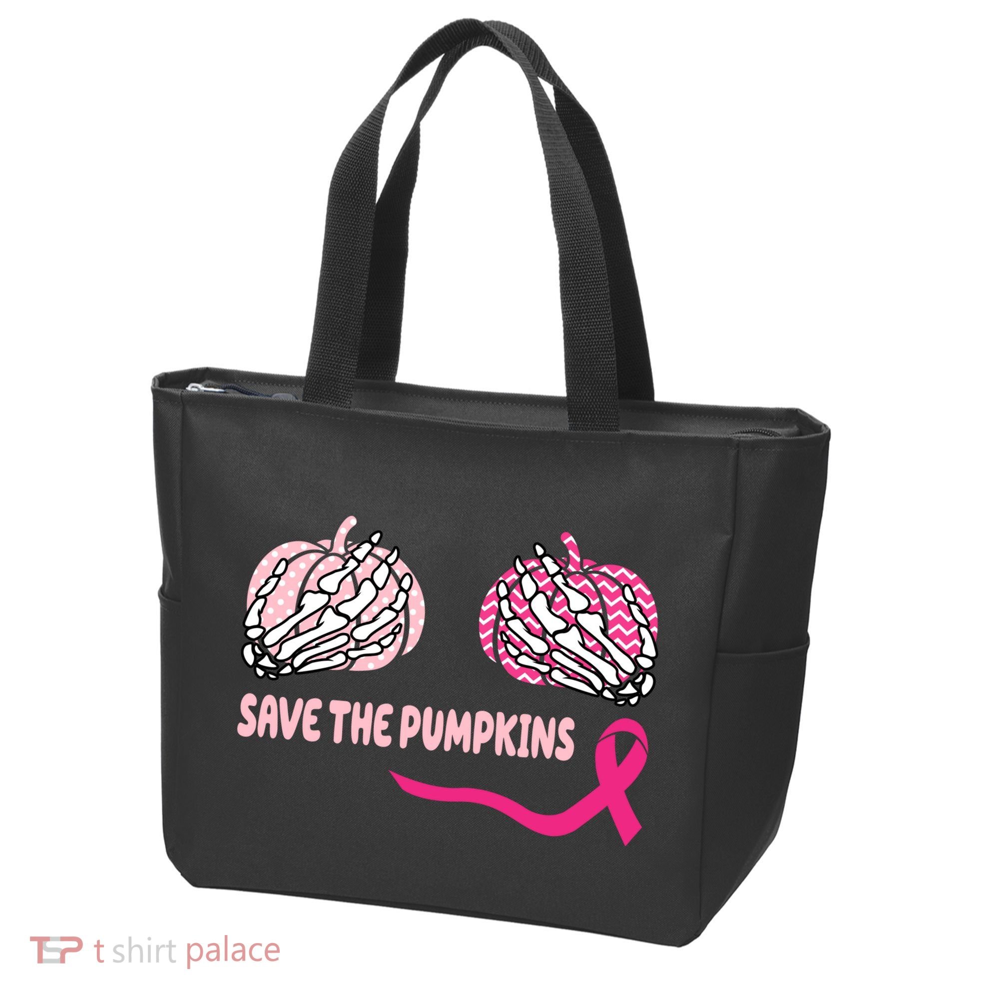 Save The Pumpkins Breast Cancer Awareness Ribbon Tote Bag