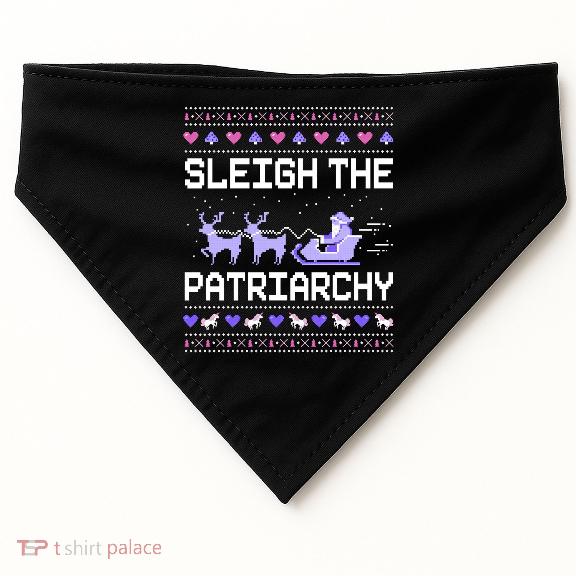 Sleigh The Patriarchy Feminist Feminism Meme Ugly Christmas Gift USA-Made Doggie Bandana