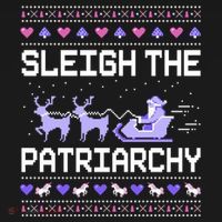 Sleigh The Patriarchy Feminist Feminism Meme Ugly Christmas Gift USA-Made Doggie Bandana thumb 2