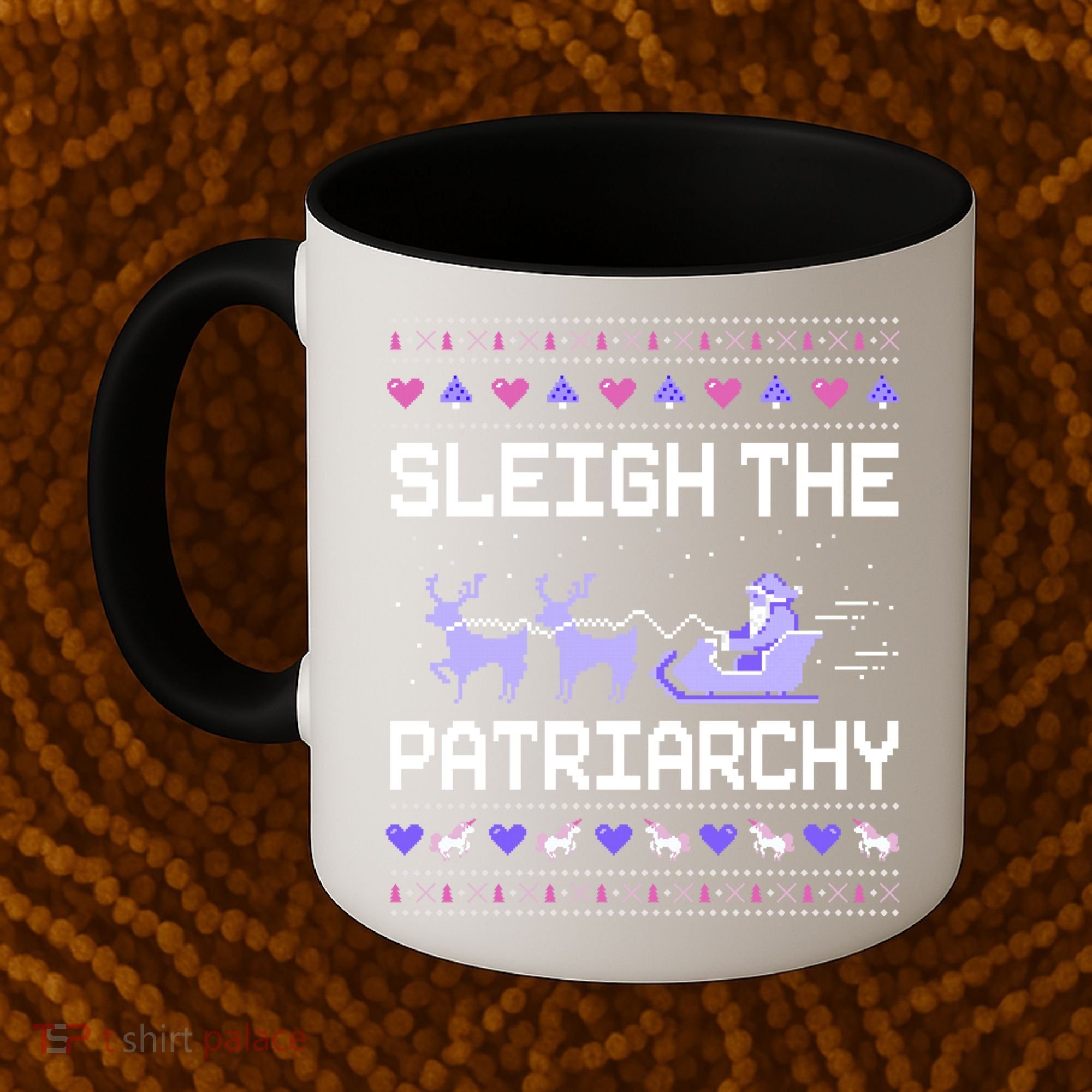 Sleigh The Patriarchy Feminist Feminism Meme Ugly Christmas Gift Coffee Mug