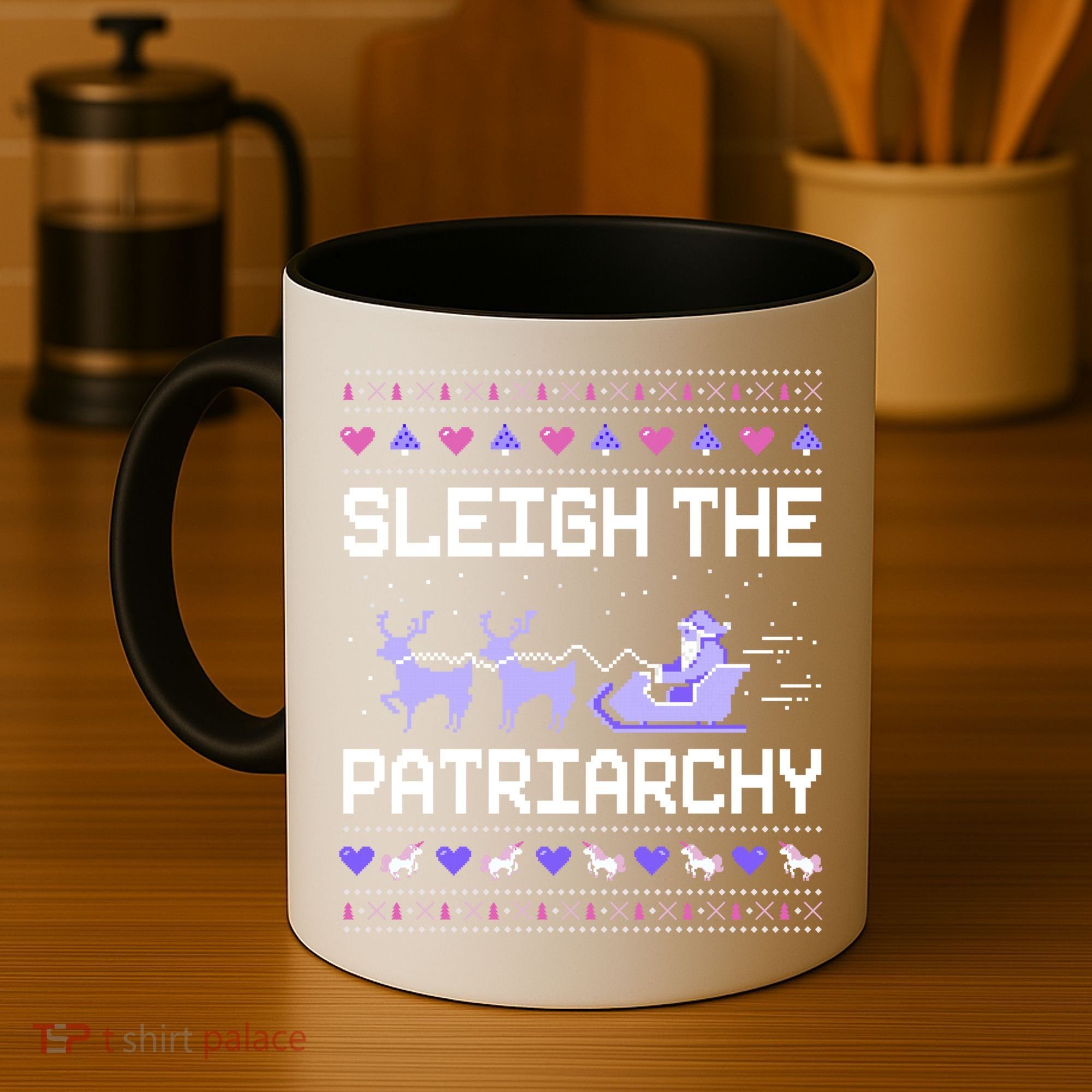 Sleigh The Patriarchy Feminist Feminism Meme Ugly Christmas Gift Coffee Mug