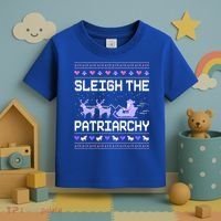 Sleigh The Patriarchy Feminist Feminism Meme Ugly Christmas Gift Toddler T-Shirt thumb 3