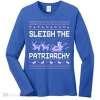 Sleigh The Patriarchy Feminist Feminism Meme Ugly Christmas Gift Women's Long Sleeve Shirt thumb 0