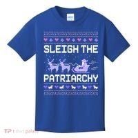 Sleigh The Patriarchy Feminist Feminism Meme Ugly Christmas Gift Kids T-Shirt thumb 0