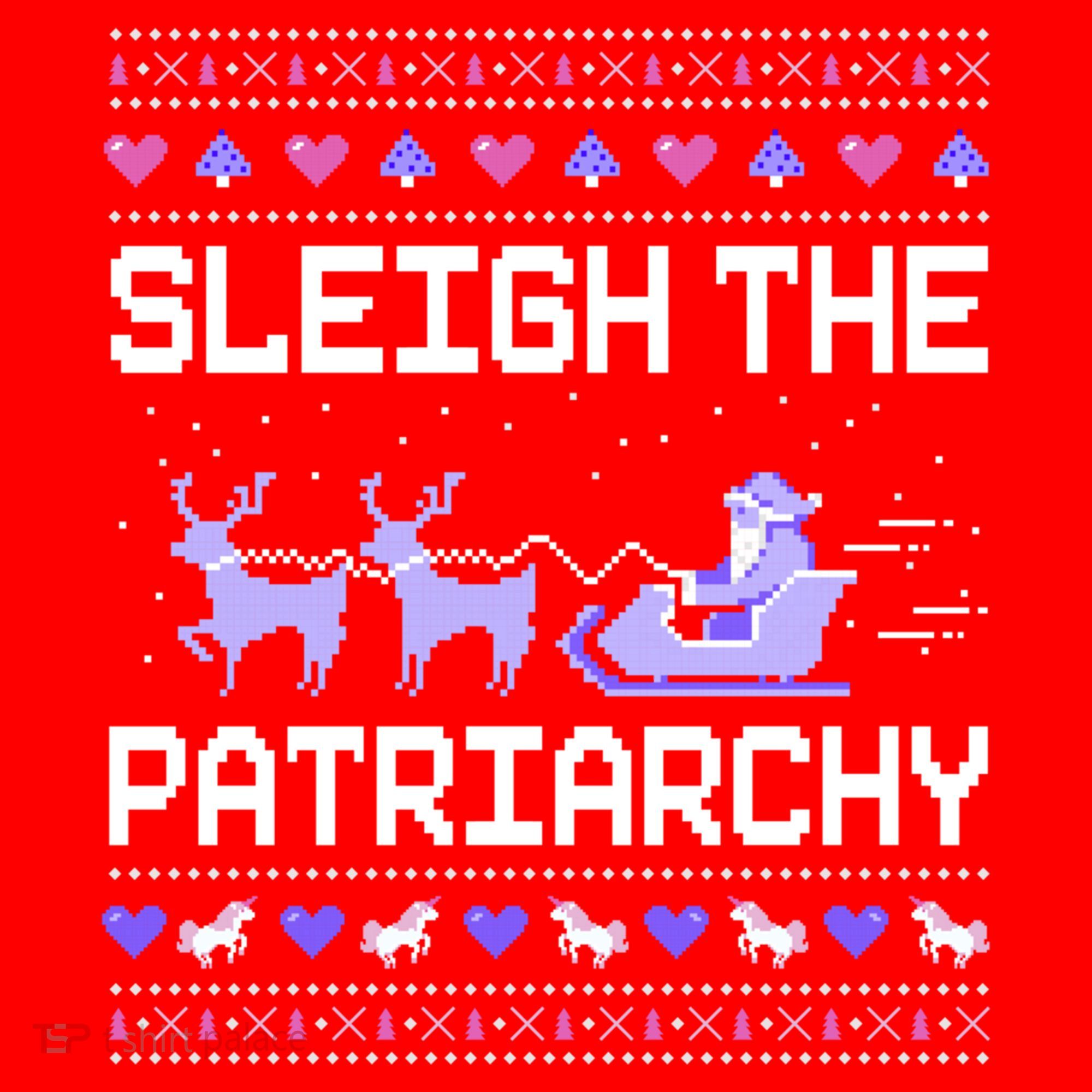 Sleigh The Patriarchy Feminist Feminism Meme Ugly Christmas Gift Santa Hat