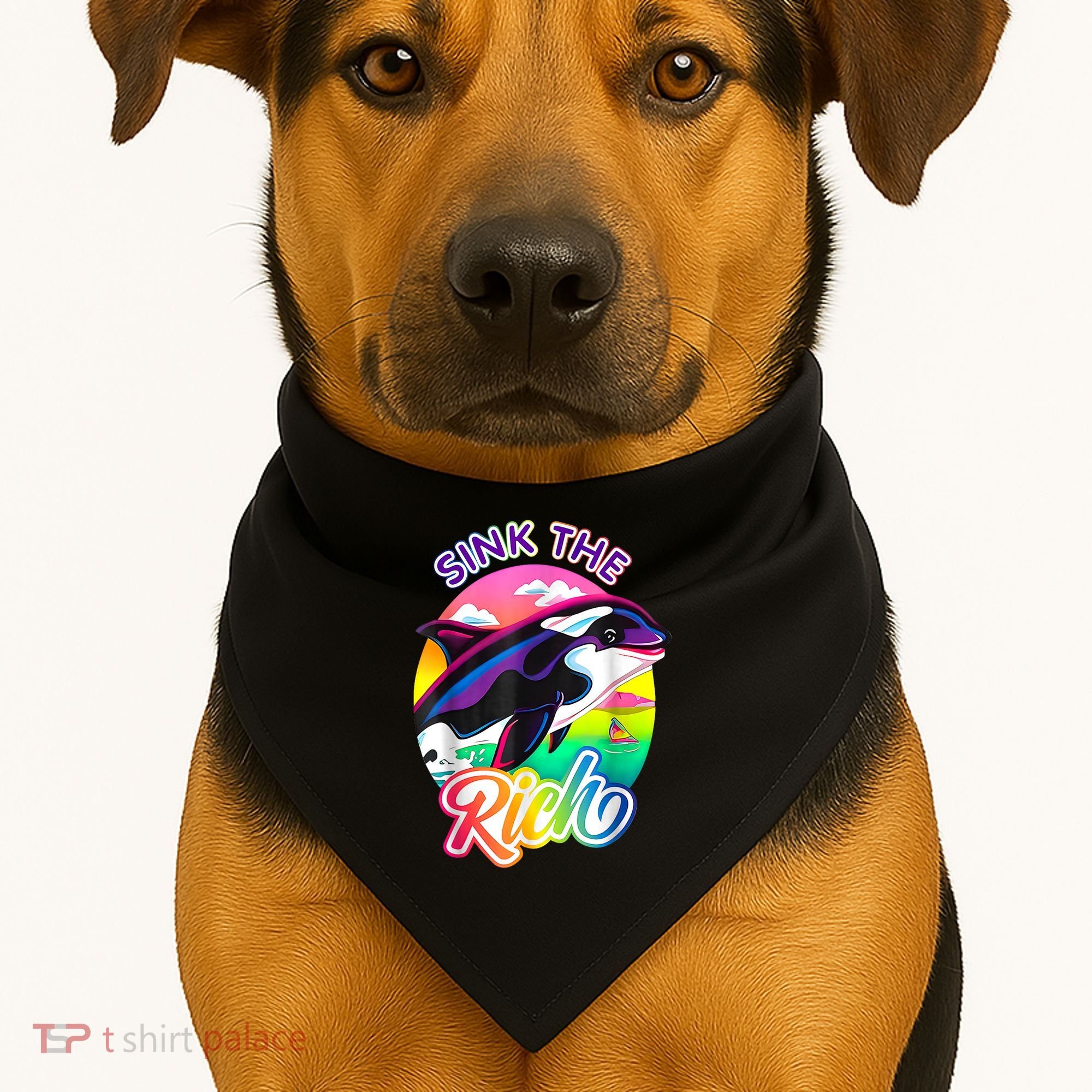 Sink The Rich Gladys The Yacht Sinking Orca USA-Made Doggie Bandana